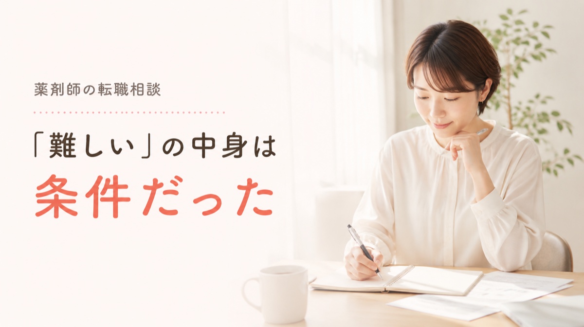薬剤師の転職相談：「難しい」の中身は年齢ではなく条件だった
