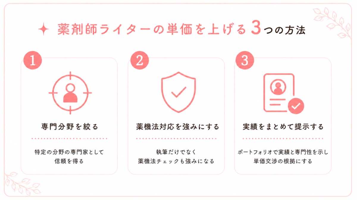 薬剤師ライターの単価相場と、単価を上げる3つの方法